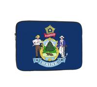 JZQZH Sac à main pour ordinateur portable résistant aux chocs avec motif drapeau de l'État du Maine pour voyage d'affaires, travail, université, Noir/blanc, 13 inch