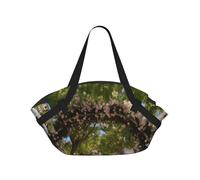 JZQZH Sac de camping pliable pour pique-nique, plage, utilisation confortable avec impression unique et exquise de route fleurie