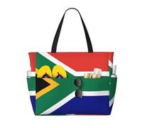 JZQZH Sac fourre-tout de grande capacité avec fermeture éclair pour l'été et l'extérieur, motif drapeau de l'Afrique du Sud, élégant et durable