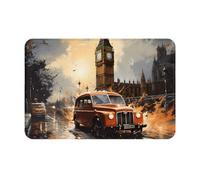 JZQZH Tapis de sol antidérapant pour intérieur et extérieur, doux et confortable avec imprimé taxi londonien unique, 40,6 x 61 cm