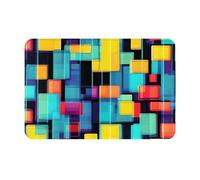 JZQZH Tapis de sol antidérapant pour intérieur et extérieur, doux et confortable avec motif géométrique carré unique, 40,6 x 61 cm