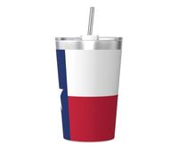 JZQZH Tasse conique en acier inoxydable avec paille - Motif drapeau du Texas - Résistante - Tendance - Pour camping, pique-nique, voyage, travail