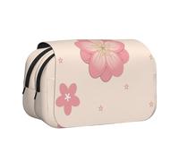 JZQZH Trousse à stylos à double couche avec motif fleurs de cerisier rose - Rangement exquis et durable pour articles de papeterie et petits articles