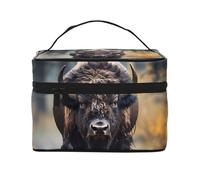 JZQZH Trousse de maquillage portable Bison d'Amérique du Nord - Organisateur de rangement personnalisé pour voyage, camping, hôtels et voyages longue distance