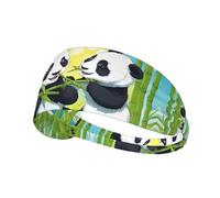 JZQZH Two Happy Pandas Bandeau de sport hautement élastique respirant léger et durable pour course à pied, fitness, yoga, cyclisme