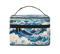 JZQZH Ukiyo-e Style Waves Trousse de maquillage portable pour voyage, camping, hôtels et voyages longue distance