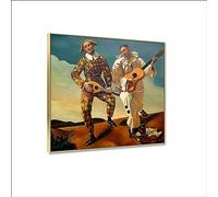 JZSDGB Arlequin et Pierrot par André Derain Impressions d'art Mural célèbres Tableaux sur Toile Reproduction Images sur Toile Portrait Art mural affiche Décoration 70x70cm(28x28in) Cadre doré