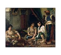 JZSDGB Eugène Delacroix célèbre Tableaux à l'huile (Les femmes d'Alger) Reproductions Impression sur Toile. Tableau d'art mural en toile pour la décoration intérieure 70x90cm sans cadre