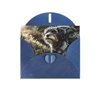 JZSLMJ Carte de vœux avec motif chiot regardant le soleil pour enveloppe en forme de cœur bleu, vacances, anniversaire, Saint-Valentin, mariage