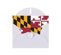 JZSLMJ Carte de vœux drapeau de l'État du Maryland pour enveloppe blanche en forme de cœur pour vacances, anniversaires, Saint-Valentin, mariages