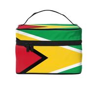 JZSLMJ Trousse de maquillage portable de grande capacité avec plusieurs compartiments - Imprimé drapeau de la Guyane