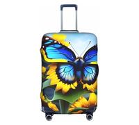 JZSTY Housse de Valise Durable et Élégant Tournesol Bleu Papillon pour Voyage et Affaires Résistant aux Rayures et à la Poussière, blanc, très grand
