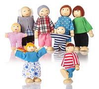 Jzszera 8Pcs Mini Poupées Articulées Marionnettes en Bois Jouets poupées Familiales Poupées Familiales