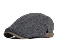 JZTDYPP Beret Homme Casquette Gavroche Grande Taille Hommes Hiver Épais Chaud Vintage Bérets À Rayures À Chevrons Gatsby Chapeau Plat Casquette À Visière Réglable, Gris Foncé, 59-63 Cm