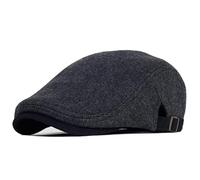 JZTDYPP Beret Homme Casquette Gavroche Grande Taille Hommes Hiver Épais Chaud Vintage Bérets À Rayures À Chevrons Gatsby Chapeau Plat Casquette À Visière Réglable, Noir, 59-63 Cm