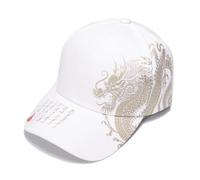 JZTDYPP Casquette Homme Casquette De Baseball D'Extérieur pour Homme Et Femme, Motif Dragon, Ajustable, Style Camionneur, Décontractée, À Rabat, Blanche, Taille Unique
