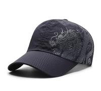 JZTDYPP Casquette Homme Casquette De Baseball Style Chinois avec Imprimé Dragon, en Polyester, À Séchage Rapide, pour L'Extérieur, Protection Solaire, Bleu Marine, Taille Unique