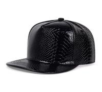 JZTDYPP Casquette Homme Casquette De Baseball Unisexe en Cuir À Motif Python, Style Hip-Hop, Ajustable, Décontractée, pour Le Printemps, L'Automne Et L'Extérieur, Protection Solaire, Noir, Taill