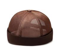 JZTDYPP Casquette Homme Casquette Unisexe en Maille sans Bord, Style Marin, Style Hip-Hop, avec Revers Roulés, Respirante, pour Homme Et Femme, Marron, 55-60 Cm