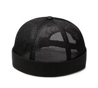 JZTDYPP Casquette Homme Casquette Unisexe en Maille sans Bord, Style Marin, Style Hip-Hop, avec Revers Roulés, Respirante, pour Homme Et Femme, Noir, 55-60 Cm