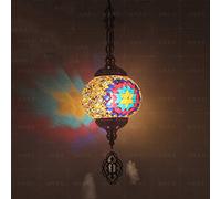 JZWCHQ 1 Light Globe Mosaic Pendant Light, Bohemian Decorative Plafond Pendant Lampe pour Salle à Manger Bar Salon Hôtel, Chandelier en Verre