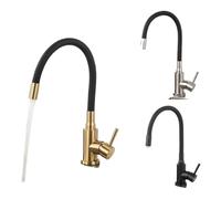 JZWCHQ 1 pcs robinet de cuisine en acier inoxydable flexible sperme de cuisine robinet de cuisine chaude et évier à eau froide mélange robinet à 360 degrés grue pivotante (A1114GN-T1)