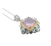 JZWCHQ 10 * 10 mm Lavender Diamond Pendant Collier Bijoux Femme S925 Cadeau d'anniversaire commémoratif de mariage en argent