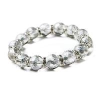 JZWCHQ 10 mm Natural White Quartz Silver Dragon sculpté Crystal Clear Rond Rounds Bracelet Femme AAAA