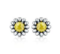 JZWCHQ 100% authentique 925 Boucles d'oreilles à fleurs de fleurs jaunes en argent sterling sterling pour femmes Gift en argent fin