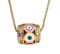 JZWCHQ 14K Collier pour les yeux diaboliques rempli d'or pour hommes et femmes, chanceux collier de collier de pendou de l'œil collant coloré.