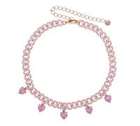 JZWCHQ 14K Gold Plus de 925 Silver Charming Heart en forme de coeur Pink Moisanite Pendant, Collier de tennis hip-hop féminin sophistiqué pour le romantique moderne