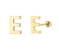 JZWCHQ 18g Tiny Boucles de goujon initiales pour femmes filles 925 argent sterling 14k plaqués or hypoallergénique mignon petit alphabet lettre cartilage tragus 3 mm bille à billes perçage oreille