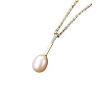 JZWCHQ 7-8 mm blanc/rose/violet perle naturel 925 Collier de pendentif en argent sterling bijoux de mariage pour femmes cadeaux