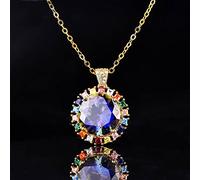 JZWCHQ 8 couleurs Collier en argent massif rond avec chaîne pour femmes bijoux d'anniversaire de dame