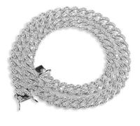 JZWCHQ 9 mm Micro Pave Iced Cuban Link Chains Colliers Gold Couleur de luxe Bijoux de luxe Hip Hop For Men 14inch Silver