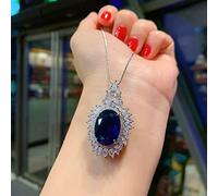 JZWCHQ 925 argent sterling 13 * 18 mm Sapphire Aquamarine Diamond Pendant Collier pour femmes Gemdstone bijoux Gift