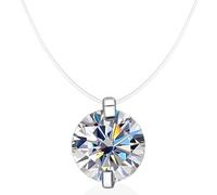 JZWCHQ 925 argent sterling 1CT Ligne de pêche à la ligne de pêche du pendentif Moissanite D VVS1 Diamond avec pour les femmes bijoux scintillantes