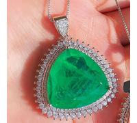 JZWCHQ 925 argent sterling 23 * 23 mm émeraude rose rose bijoux de pendentif en pierre de pierre précieuse pour femmes