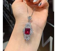 JZWCHQ 925 argent sterling 8 * 10 mm Ruby Emerald Tourmaline Pédante Collier Bijoux pour femmes