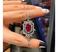 JZWCHQ 925 argent sterling 8 * 12 mm Ruby Emerald Tourmaline Pédante Collier Bijoux pour femmes
