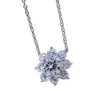 JZWCHQ 925 argent sterling 8 mm Moissanite Gemstone de mariage Fleurs de mariage Collier pendant pour femmes Gift Bijoux