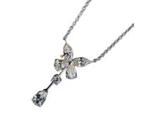 JZWCHQ 925 argent sterling en argent sterling Moisanite Gemstone Anniversary Butterfly Pendant collier bijoux