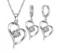 JZWCHQ 925 Bijoux de mariage Ensembles pour les colliers creux du cœur Colliers Hollow