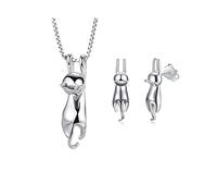 JZWCHQ 925 Bijoux Ensembles Collier + Boucles d'oreilles pour les femmes Girl Gift
