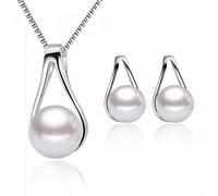 JZWCHQ 925 Bijoux Ensembles pour femmes Girls Mariage Engagement de mariage Perle Perle Shape Best Gift for Beloved