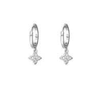 JZWCHQ 925 Boucle d'oreille à fleurs en cristal en argent sterling, boucles d'oreilles en feuilles de zircone cubique, boucles d'oreilles pendantes de cerceau de mode pour les filles