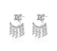 JZWCHQ 925 Boucle d'oreille de larme en pharmacles en cristal en argent sterling, boucles d'oreilles en traîneau en papier à deux pétales, boucles d'oreilles ballantes de pote boho,