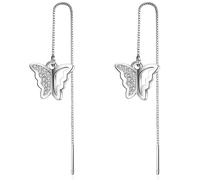 JZWCHQ 925 Boucle d'oreille en Cristal de Papillon en Argent Sterling, Boucles d'oreilles en Argent à Longue chaîne, Boucles d'oreilles séduisantes en Fil Simple, Bijoux pour Femmes Girls