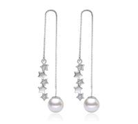 JZWCHQ 925 Boucle d'oreille en Peigne à Longue chaîne en Argent Sterling, Boucles d'oreilles étoilées à Glands, Boucles d'oreilles Pendantes de Fil élégant, Bijoux pour Femmes de Mariage