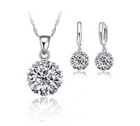 JZWCHQ 925 Boucles d'oreilles bijoux de mariage Colliers de pendentif